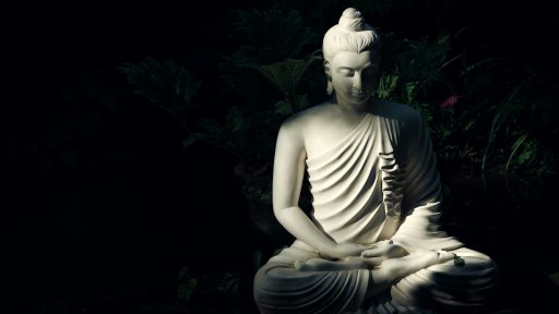 white Buddha statue on body of water